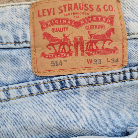 Levi's 514 Stone-Washed Distressed Straight Jeans Size 33/34 Men's - Picture 9 of 11